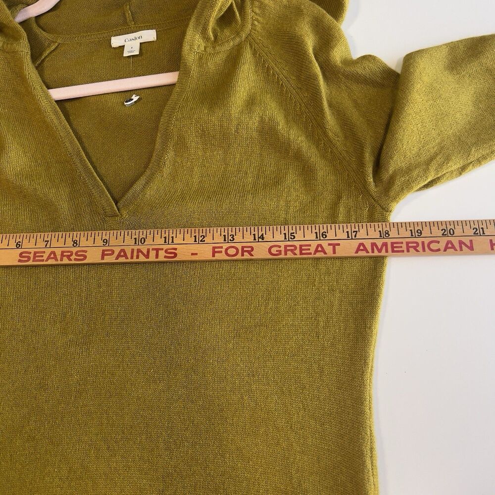 Caslon Women's Mustard Knit Hooded Long-Sleeve Pullover Sweater Size L - Picture 8 of 10